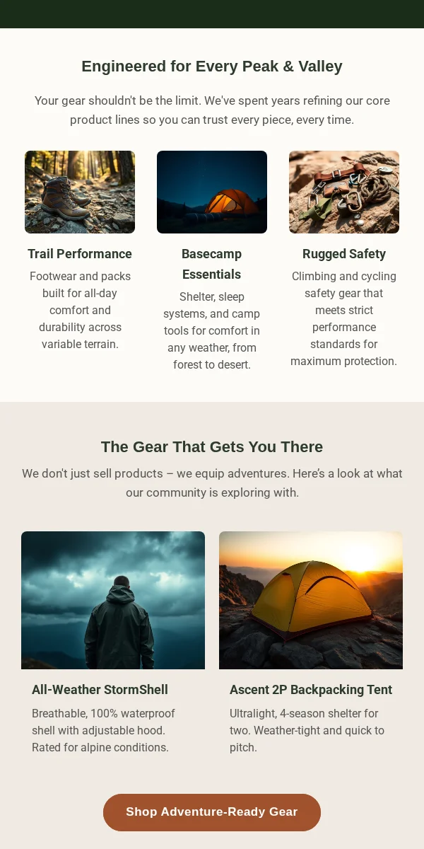 Welcome Email Template for Sports Outdoors