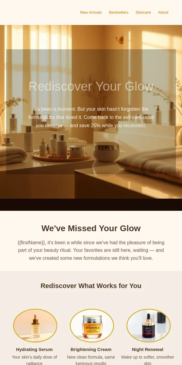 Win Back Email Template for Beauty Cosmetics