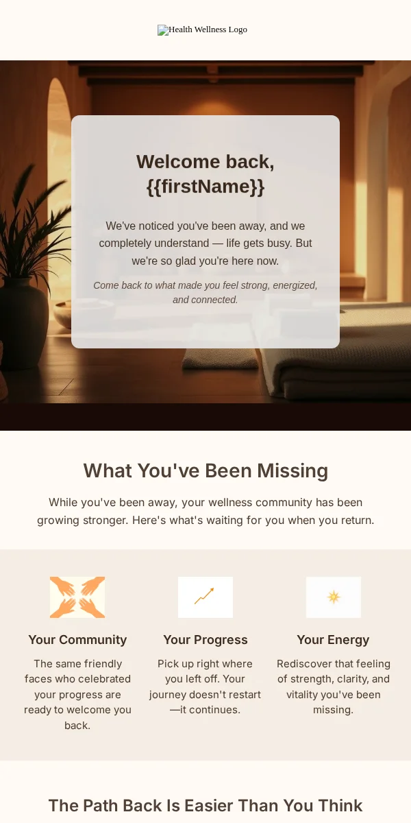 Win Back Email Template for Health Wellness