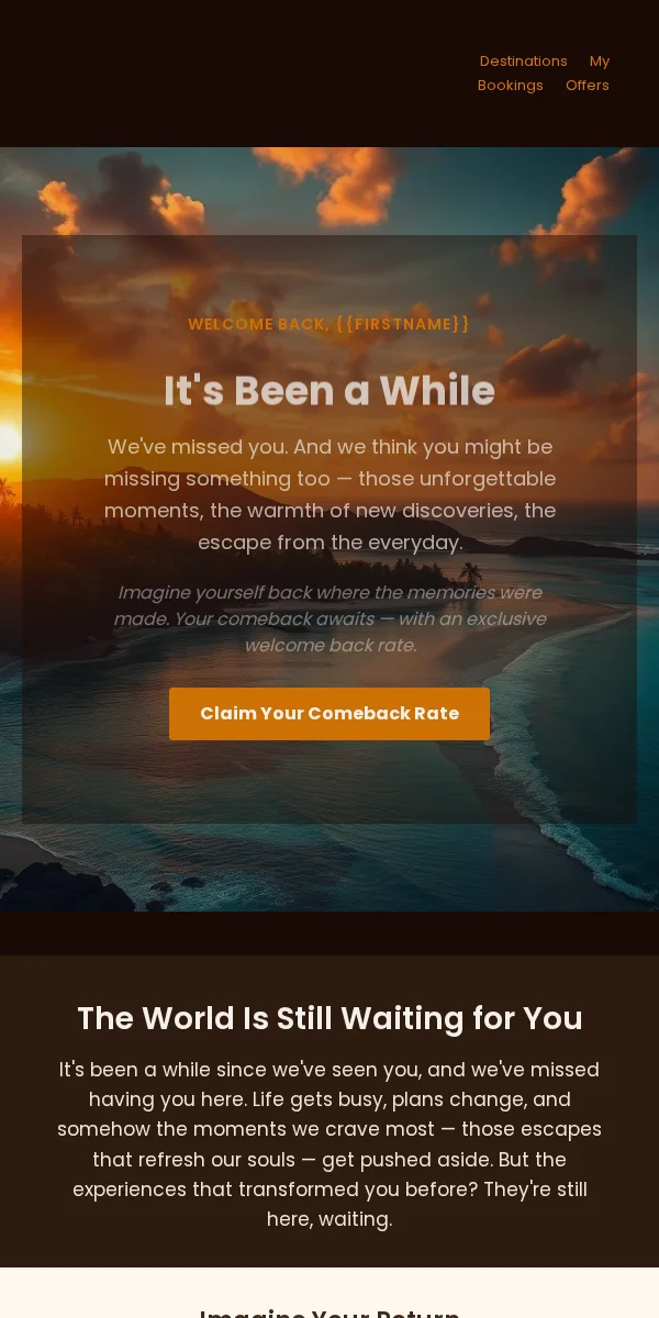 Win Back Email Template for Travel Hospitality
