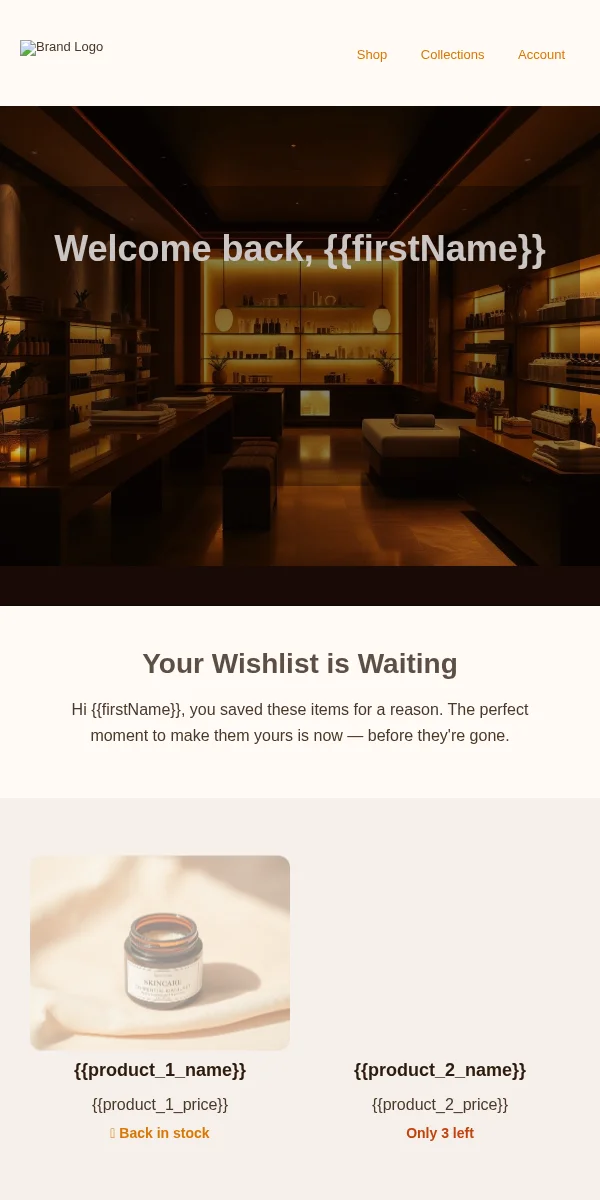 wishlist reminder email template for ecommerce
