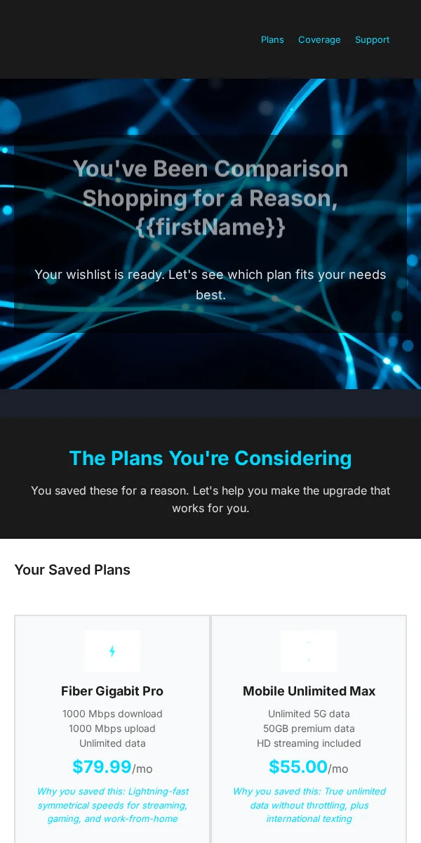 Wishlist Reminder Email Template for Telecommunications