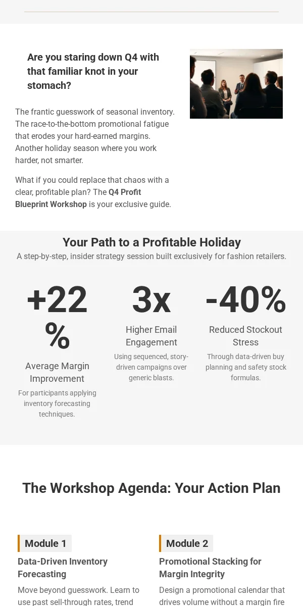 Workshop Email Template for Apparel Fashion
