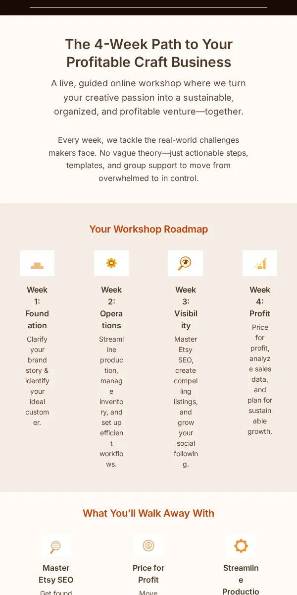 Workshop Email Template for Arts Crafts