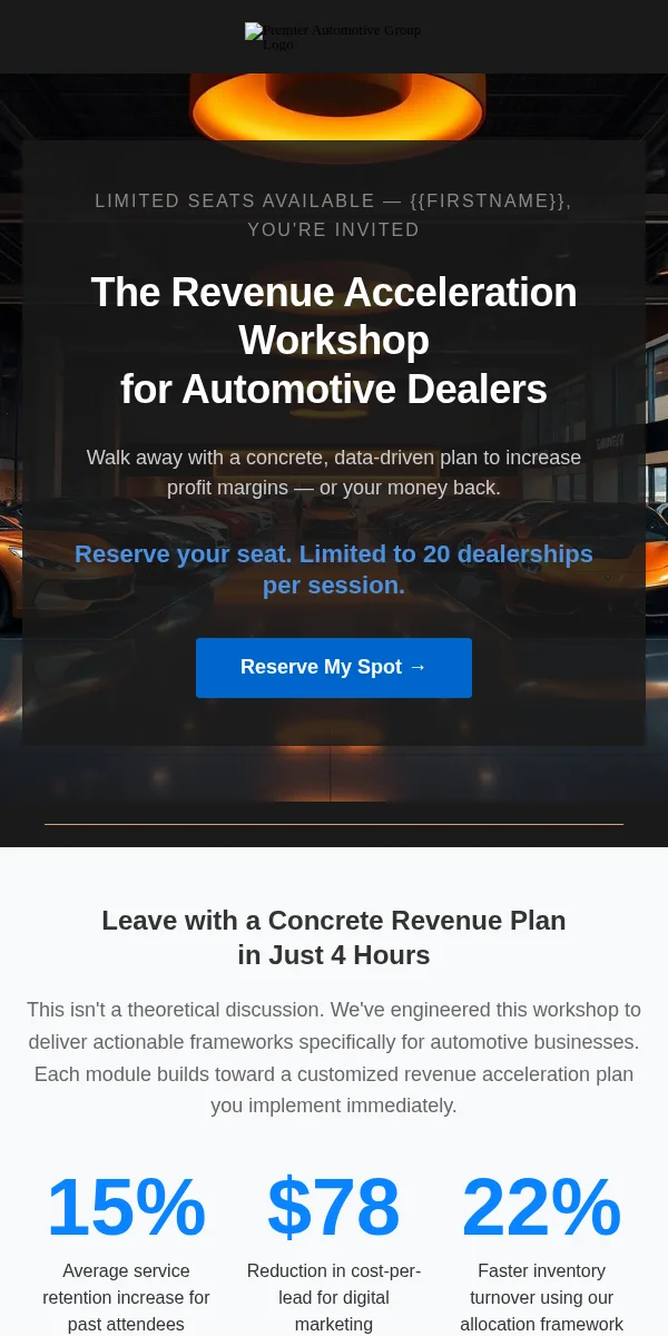Workshop Email Template for Automotive