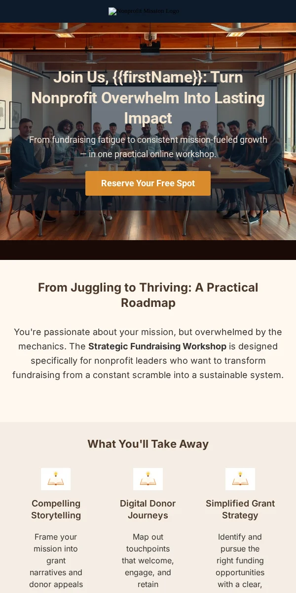 Workshop Email Template for Nonprofit Charity