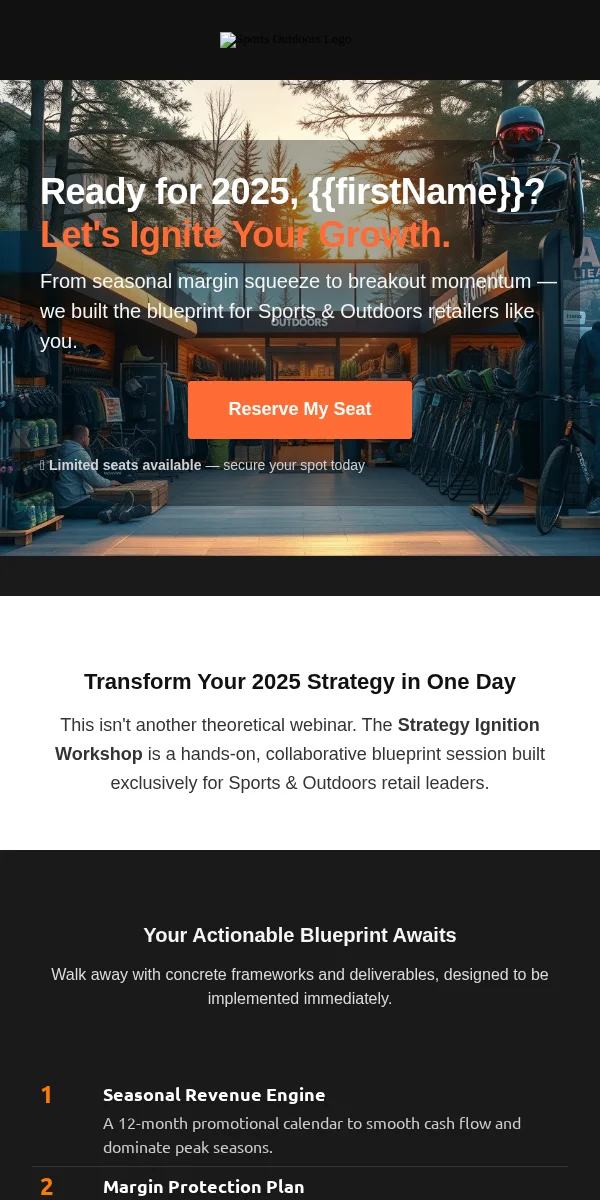 Workshop Email Template for Sports Outdoors