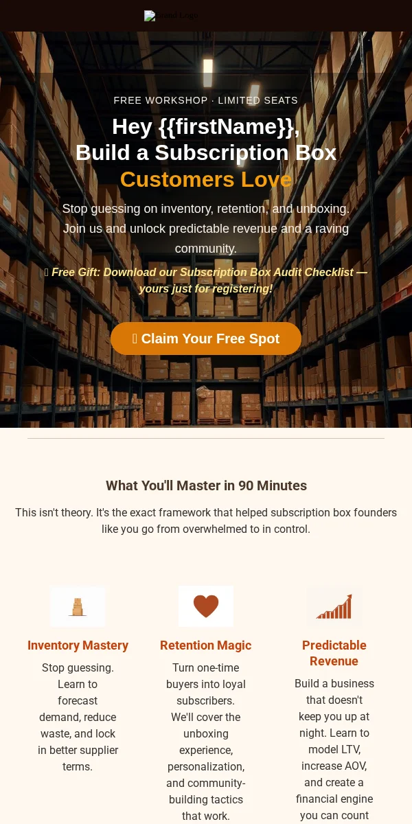 Workshop Email Template for Subscription Boxes