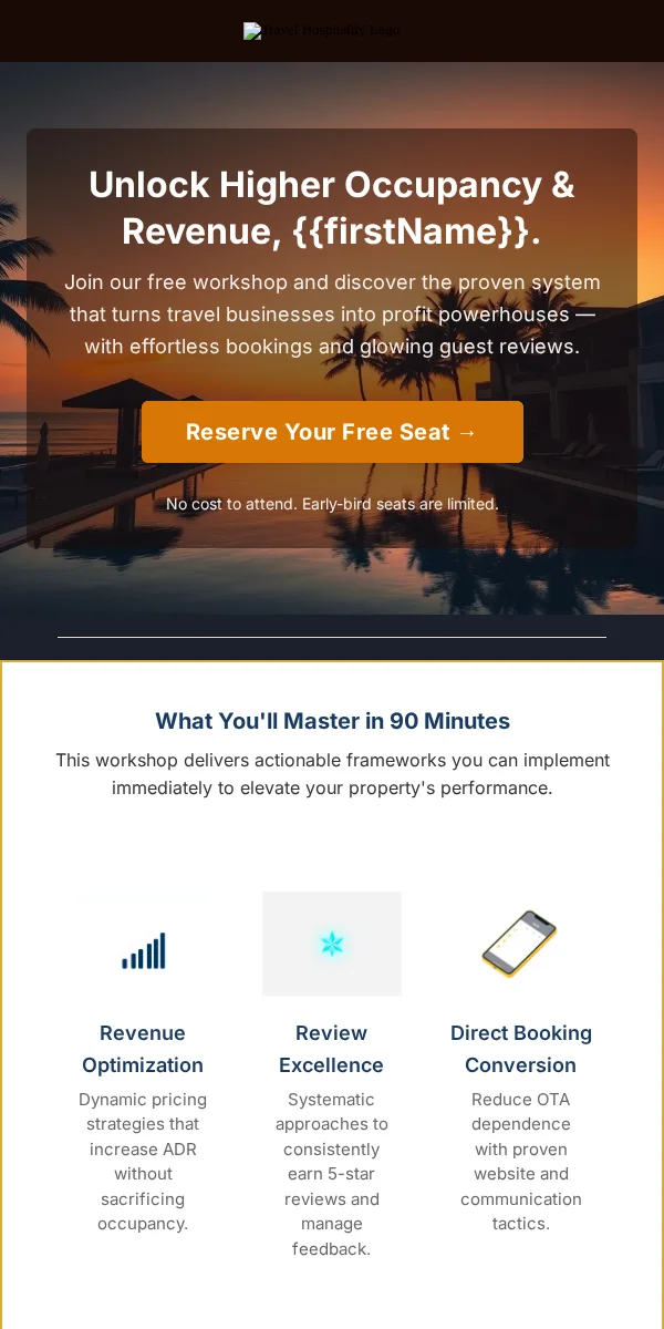 Workshop Email Template for Travel Hospitality
