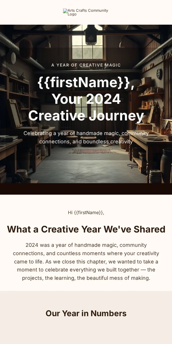 Year In Review Email Template for Arts Crafts