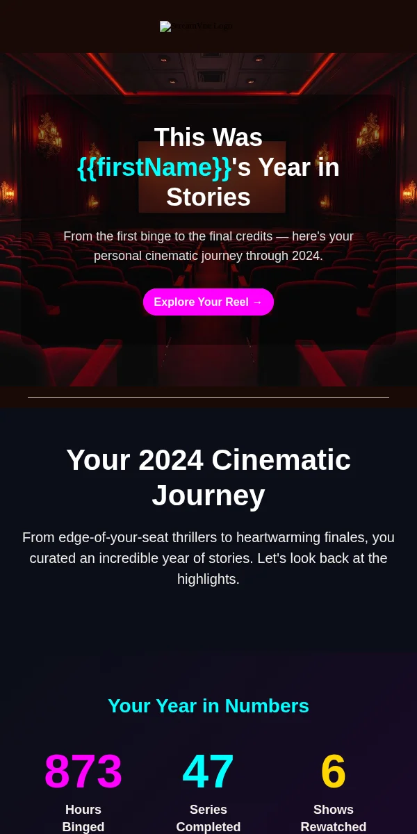 Year In Review Email Template for Entertainment Media