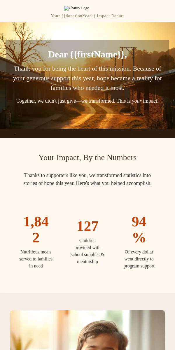 Year In Review Email Template for Nonprofit Charity