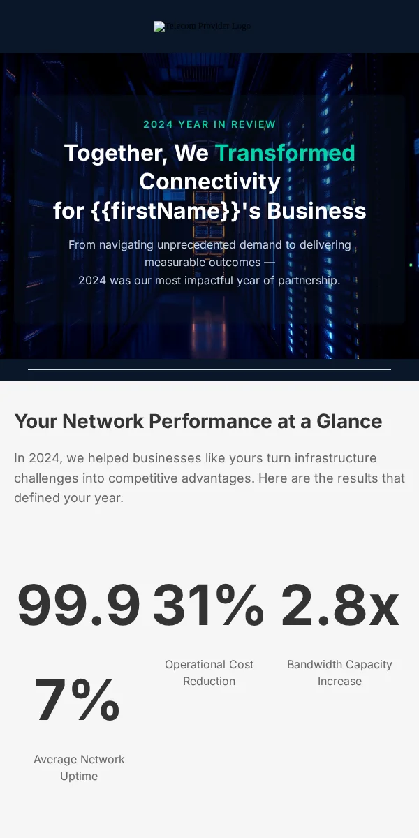 Year In Review Email Template for Telecommunications
