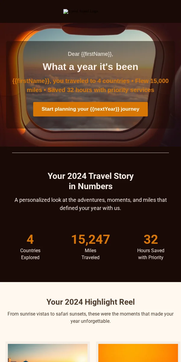 Year In Review Email Template for Travel Hospitality
